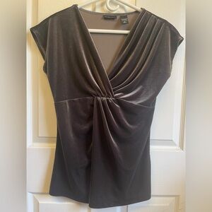 New York & Company Dark Brown Velvet Draped Top
